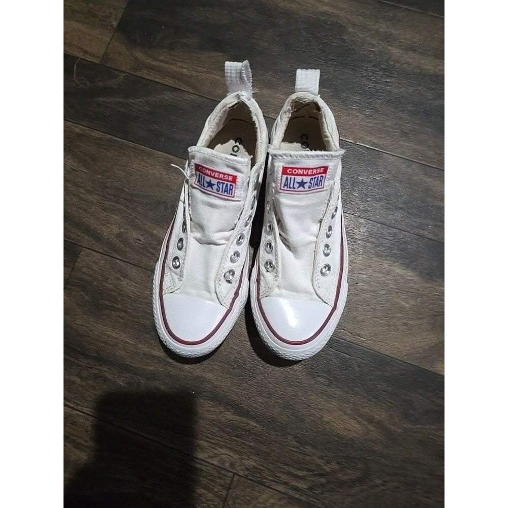 Converse all star sz 5 white low top 1.25" platform sneakers No Laces Slip on EC